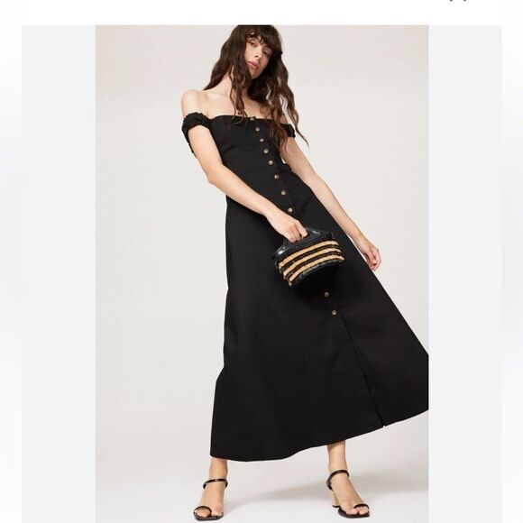 NEW FAVORITE DAUGHTER The Lovesick Off the Shoulder Dress Black Size 12 $ 278 - Picture 7 of 7